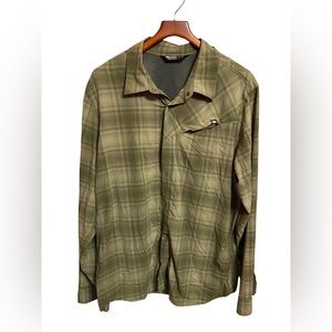 Outdoor Research Astroman Sun Shirt Mens 2XL Green Plaid Long Sleeve Hiking UPF